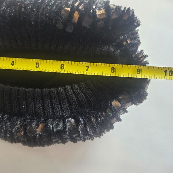 Lane Bryant Sparkle Beanie Short Black and Gold Knit Hat Caplet - Picture 5 of 5